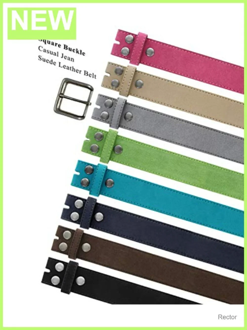 Genuine Suede Leather Casual Belt with Antique Silver Buckle - 1.5 Inch Wide
